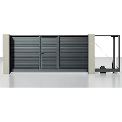 Откатные ворота со встроенной калиткой Откатные ворота со встроенной калиткой