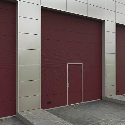 Автоматические ворота для СТО и автосервисов серии ProTrend Промышленные ворота цвет пурпурно-красный